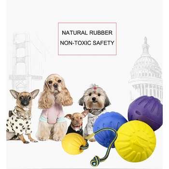 Игрушка для дрессировки собак, мяч, Неразрушимые Твердые Резиновые мячи, игрушка для жевания, игры, получения, укуса, с веревкой, устойчивая к укусам, распродажа