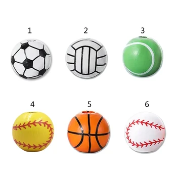 517F 20 шт./компл. свободные бусины DIY ожерелье браслет изготовление деревянных бусин футбольный мяч футбольный баскетбол бейсбол Распорная бусина