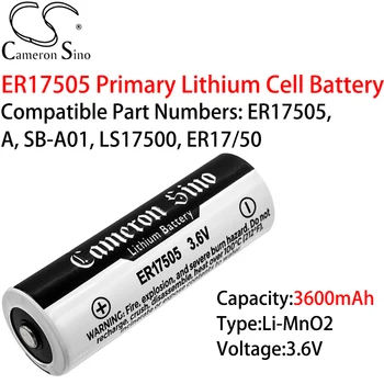 Одноразовый аккумулятор большой емкости Cameron Sino 3600 мАч 3,6 В Совместимые номера деталей: ER17505, A, SB-A01, LS17500, ER17 /50