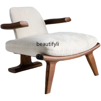 zqNordic Минимализм, одноместный стул для отдыха из массива черного ореха, кресло для ленивого отдыха на балконе, кресло для учебы