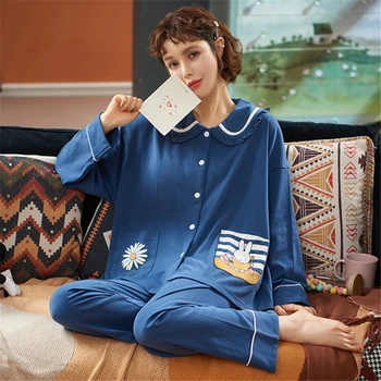 Пижама женская в корейском стиле, свободный мягкий костюм для домашнего обслуживания из двух предметов, простое модное нижнее белье, пижамы для беременных