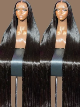 Бразильские прозрачные парики из человеческих волос с прямыми кружевами спереди 13x4 13x6 для чернокожих женщин, парик с прямыми кружевами спереди из человеческих волос с косточками