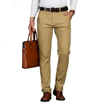 Мужские брюки хлопчатобумажные повседневные стрейчевые мужские брюки Мужские длинные прямые высокого качества 3 цвета Плюс размер брючного костюма 42 44 46