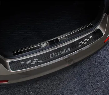 Автомобильный стайлинг для Skoda Octavia A7, седан 2015-2019, протектор бампера задней двери, накладка на порог/  Накладка протектора багажника