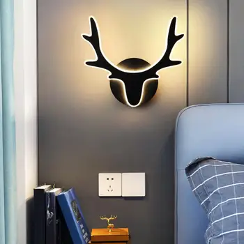 Современный простой креативный модный настенный светильник с головой оленя, светодиодный светильник для спальни, прикроватной тумбочки, гостиной, коридора, прохода, украшения дома