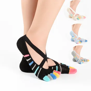 Повседневные женские носки для пилатеса, нескользящие Силиконовые носки для фитнеса, танцев, повязки для балета Контрастного цвета, Носки-лодочки с пятью пальцами, 2018