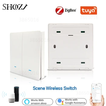 Tuya 123 Gangs Zigbee Wireless Smart Switch Scene Panel Переключатель с Одним нажатием кнопки Включения Устройства Работает с Alexa Alexa Google Home