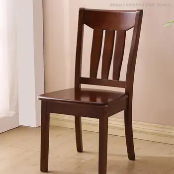 Обеденный стул из цельного дерева, обеденный стол, домашний современный стул с простой спинкой, табурет для учебы, китайский деревянный стул для