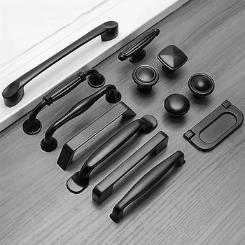 Современные ручки для шкафов Дверные ручки из цельного алюминиевого сплава и ручки для кухонных шкафов Ручки для выдвижных ящиков Мебельная фурнитура для ручек