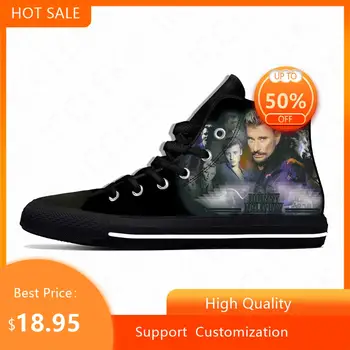 Джонни Холлидей, рок-звезда, певец, музыкальная мода, повседневная тканевая обувь, высокие удобные дышащие мужские и женские кроссовки с 3D принтом