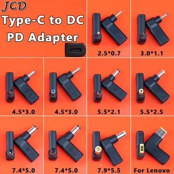 Разъем адаптера питания для ноутбука JCD Штекер постоянного тока USB Type C Женский в мужской постоянного тока 2.5*0.7 4.5*3.0 5.5*2.1 5.5*2.5 7.4*5.0 Преобразователь гнезд