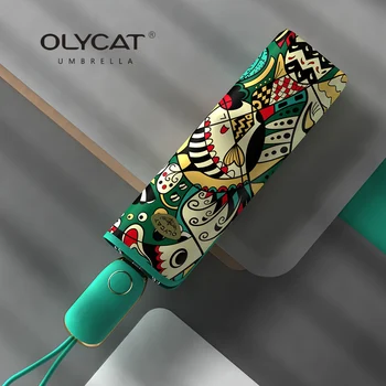 OLYCAT Новый роскошный зонт для женщин, летний УФ-зонт, ветрозащитный прочный плоский складной автоматический зонт, Бесплатная доставка
