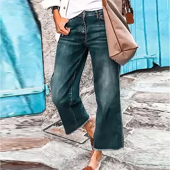 Женские джинсы, винтажная уличная одежда с высокой талией, модные Летние Свободные Черные прямые джинсовые брюки, мешковатые широкие джинсовые брюки