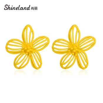 Shineland Богемные Сладкие Ювелирные Изделия Желтый Цветок Полые Серьги-Гвоздики для Женщин Летняя Мода Brincos Boucle D'oreille Подарок