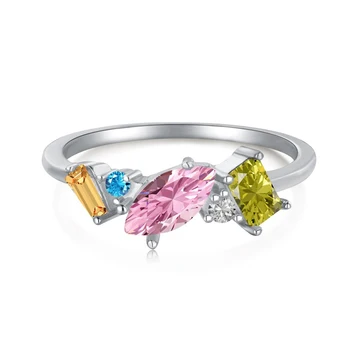 Кольца из стерлингового серебра WPB S925 женские блестящие кольца оливкового цвета женские роскошные ювелирные изделия с блестящим цирконом Дизайн подарок для девочек вечеринка Новый