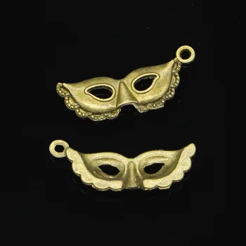 80шт Античная Бронзовая маска для вечеринки mardi gras Подвески для изготовления ювелирных изделий Подвески ручной работы 31*12 мм