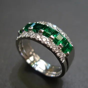 CAOSHI Великолепное Нежное кольцо на палец для женщин, аксессуары из зеленого хрусталя для юбилейной вечеринки, роскошные украшения для помолвки