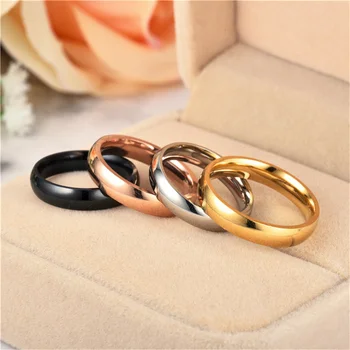 Новое классическое 4 мм минималистичное круглое кольцо из нержавеющей стали Для женщин и мужчин, простые однотонные обручальные кольца для вечеринок, Повседневные украшения для пары, подарок