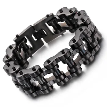 Черный 22-миллиметровый мужской браслет из титановой стали в стиле панк, модные аксессуары для мальчиков tide оптом
