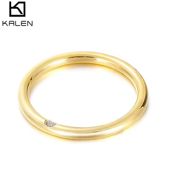 Kalen Многоцветные Обручальные кольца из нержавеющей стали Bague Femme с кубическим цирконием для женщин Aperture Anillos Simplicity Jewelry