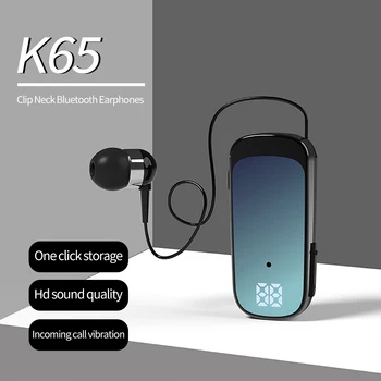 Новая беспроводная Bluetooth-гарнитура K65 с выдвижным кабелем 5.2 петличного типа, деловые наушники для звонков на одно ухо градиентного цвета