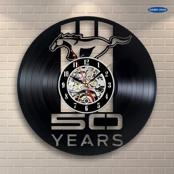 Часы с виниловой пластинкой Mustang Decor Home Art Wall Design reloj, настенные часы saat alarm clock reloj большие настенные часы duvar saati