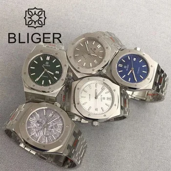 Мужские часы BLIGER 41 мм, автоматические механические часы NH35, Люминесцентное Сапфировое стекло, нержавеющая сталь, Reloj Hombre, водонепроницаемые