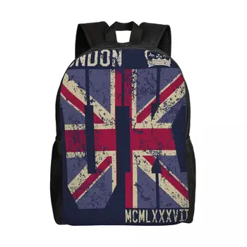 Винтажный рюкзак с флагом Лондона, Соединенного Королевства, 15-дюймовый рюкзак для ноутбука, повседневный школьный рюкзак, рюкзак для путешествий
