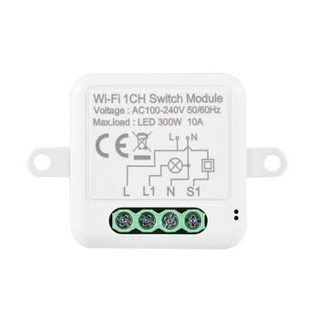 1-канальный модуль переключения Wi-Fi, мини-смарт-модуль с голосовым управлением, функция синхронизации мобильного приложения для Google Assistant