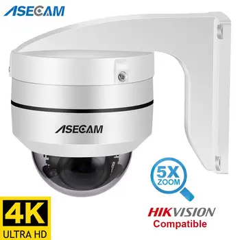 Совместимая с Hikvision 8-Мегапиксельная 4K PTZ IP-Камера Наружная Купольная Onvif PoE С 5-кратным Оптическим Зумом CCTV Audio AI Камера Видеонаблюдения с Автоматическим Отслеживанием