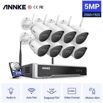 Annke WS500 H.265 + 5MP Беспроводная Система Видеонаблюдения 8CH NVR Комплект Видеонаблюдения Двухстороннее Аудио WIFI 8/4 шт IP-Камера Безопасности 2.8 ММ