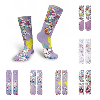 Новая серия женских носков Kawaii Pink для девочек в японском стиле, милые повседневные Летние Высокие носки унисекс, Счастливые Длинные Носки из чистого хлопка