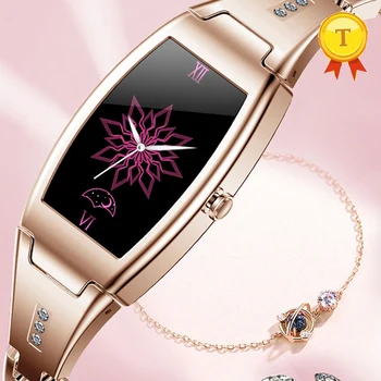 женские смарт-часы розового, золотистого, серебристого, стального цвета с датчиком артериального давления и сенсорным экраном для фитнеса, умные часы с кислородом в крови для женщин