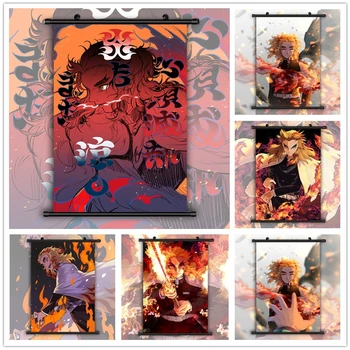 Demon Slayer Kimetsu no Yaiba Rengoku Kyoujurou, Настенный плакат с HD принтом, свиток