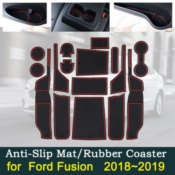 Противоскользящие грязные коврики для ворот, накладки для чашек, подходят для Ford Fusion MK2 Mondeo 2018 2019, аксессуары для интерьера автомобиля, наклейки для декора