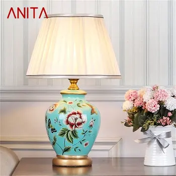 Керамические настольные лампы ANITA из меди с современным роскошным рисунком Настольная лампа LED Besjdes для домашней спальни