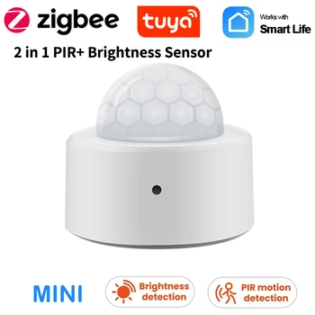 Tuya Smart 2 в 1 PIR Детектор Движения с Датчиком Яркости Tuya Zigbee Wireless Alram для Безопасности Умного Дома