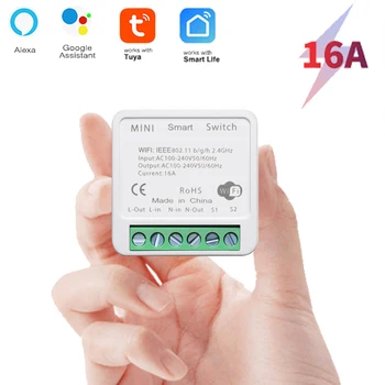 Tuya Zigbee/Wifi MINI Smart Switch 2-Полосное управление 16A/10A Переключатель Tuya Smart Home Breaker Sensor Работает С Alexa И Google Home