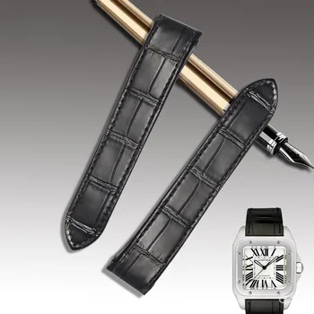 Удобные ремешки из мягкой водонепроницаемой кожи 20-23 мм для часов Cartier Santos 100, черный, коричневый, ремешок для часов с пряжкой из нержавеющей стали