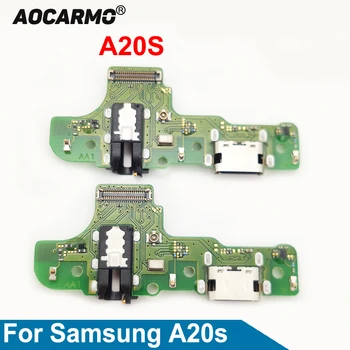 Aocarmo Для Samsung Galaxy A20S SM-A2070 A207 Плата USB-порта для зарядки + Док-станция для микрофона, Разъем для Зарядного Устройства, Гибкий Кабель, Запасная Часть