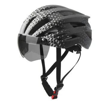 Легкий велосипедный шлем с очками, задний фонарь, циферблат шлема для горного велоспорта, цельная регулировка, рекомендуемая посадка 56-61 см