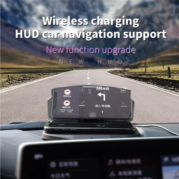 Поддержка беспроводной заправки автомобиля, HUD Поискал навигационный проектор 5 Вт для iPhone Xs MAX для Samsung, беспроводное автомобильное зарядное устройство