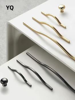Современные легкие роскошные ручки для мебельных шкафов-купе, минималистичные черные и золотистые длинные ручки для шкафов, дверные ручки выдвижных ящиков.