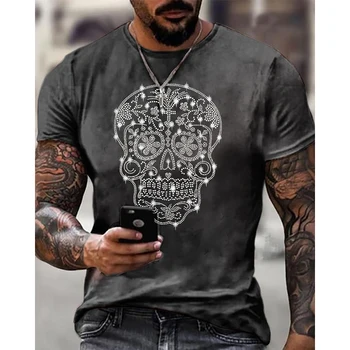 Высококачественные модные мужские футболки большого размера y2k с черепом и стразами, дизайнерский топ с коротким рукавом, комфортная повседневная одежда, уличная футболка