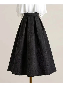 2023 Новая осенняя пышная юбка средней длины во французском ретро-стиле, черная юбка, женское платье
