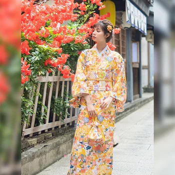 Кимоно для женщин, японское традиционное кимоно, платье для косплея, Гейша Юката, Летний длинный халат, Женская одежда для фотосъемки.