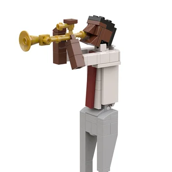 MOC Musical The Horn Instrument DIY Instrument Trumpeter Creativy Education Blow Строительные блоки, Кирпичи, Мастер игрушек для детей Gfit