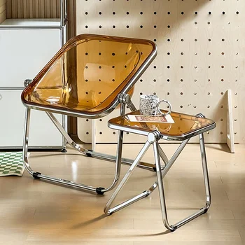 Прозрачный складной журнальный столик для гостиной, дизайнерский металлический угловой столик, квадратный приставной столик, маленький столик, прямая поставка