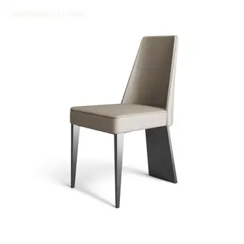 Современный Роскошный обеденный стул Домашний Минималистичный Дизайнерский художественный стул из кожи из нержавеющей стали