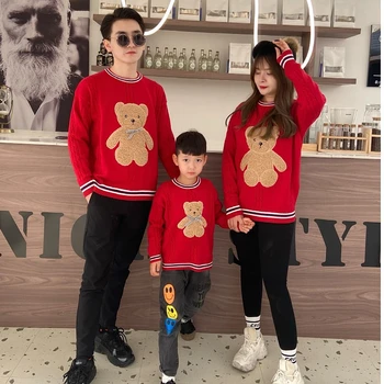 Весна и осень 2022, Рождественская одежда для новогодних поздравлений, комбинезон для родителей и детей в стиле колледжа, Китайский красный Модный унисекс